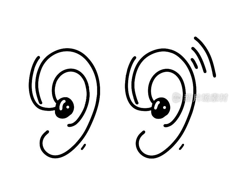 Ear Hearing Aid hand drawn vector illustration